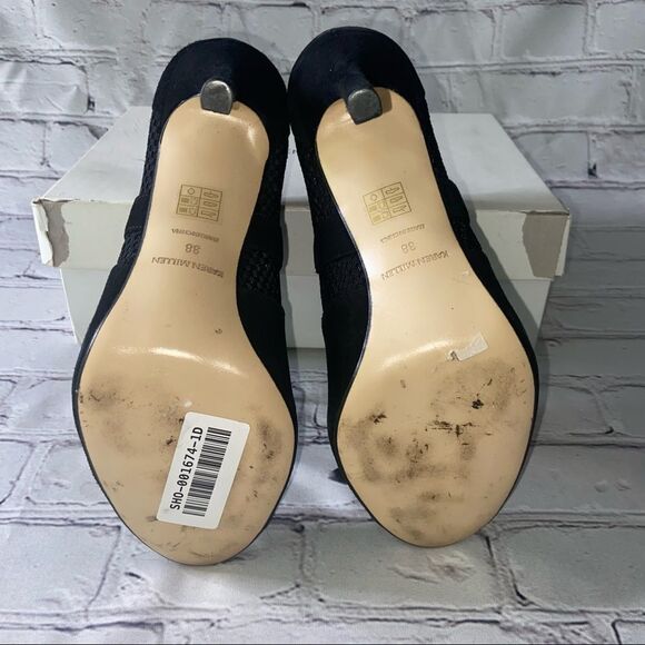 Karen Millen Peep - Toe Black Suede Stiletto Heel Size 8 US 38 IT - Picture 4 of 5